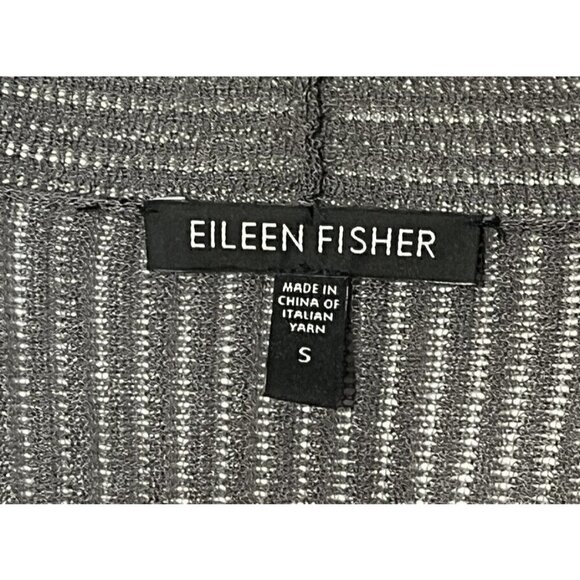Eileen Fisher Gray Pleated Knit Long Sleeve Casual Open Front Cardigan - Picture 12 of 13
